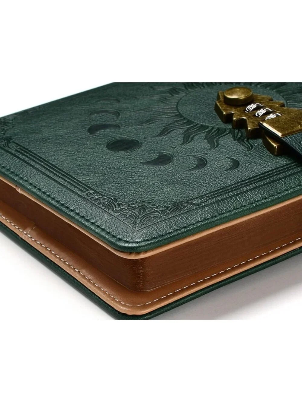 Lockable A5 Journal with Pen, 240 Pages, Refillable Leather Diary, Dark Green
